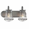 Designers Fountain Darby 18in 2-Light Weathered Iron Industrial Indoor Wall Sconce with Clear Seeded Glass Shades 87002-WI